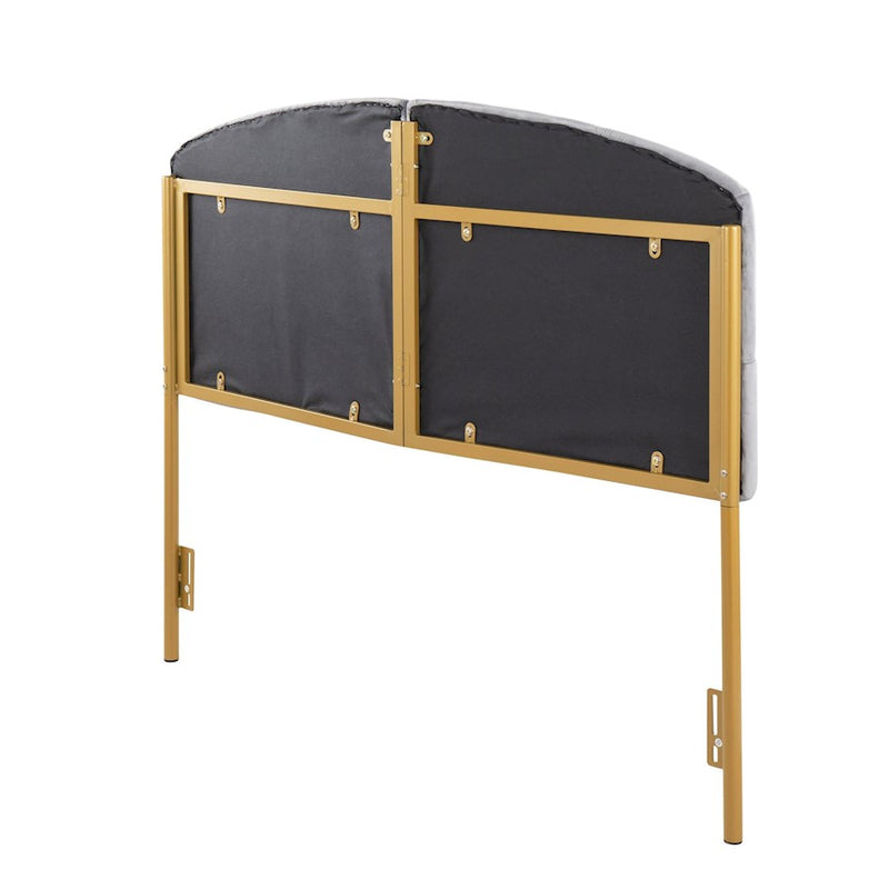 LumiSource Lindsey Headboard in Gold Steel/Grey Velvet
