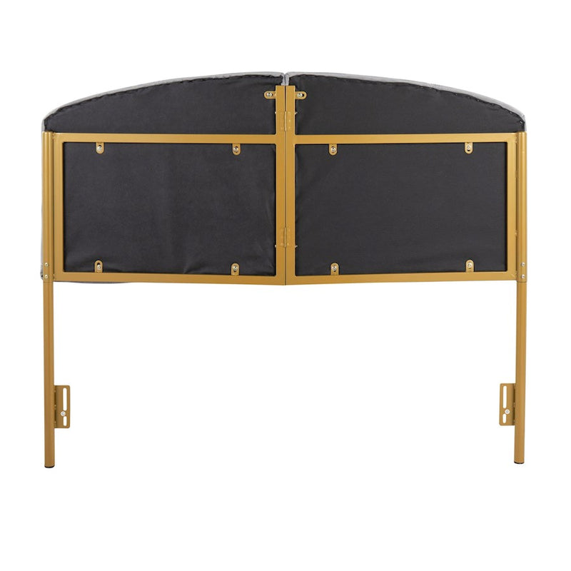 LumiSource Lindsey Queen Headboard | Gold Steel Frame with Grey Velvet Upholstery | Bedroom & Guest Room | 64 x 3 x 52 in | Model HBQ-LINDSYAUVGY