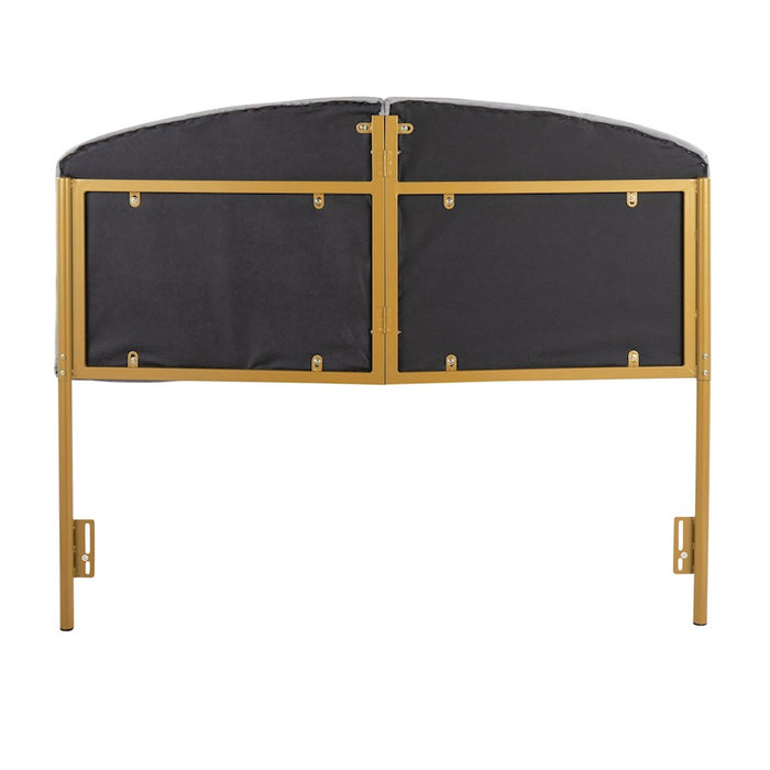LumiSource Lindsey Headboard in Gold Steel/Grey Velvet