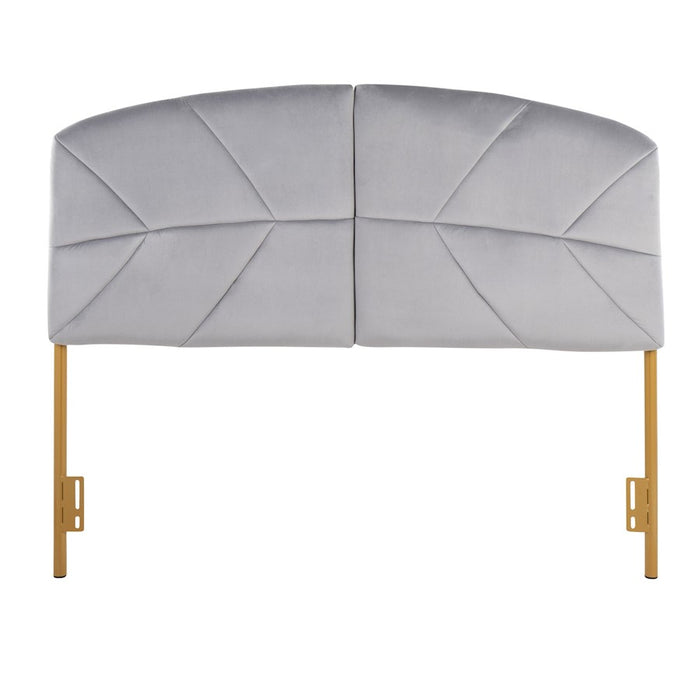 LumiSource Lindsey Headboard in Gold Steel/Grey Velvet