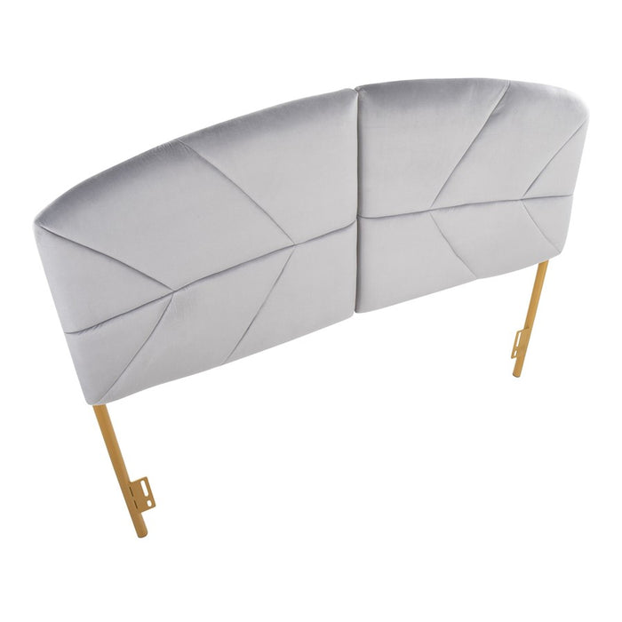 LumiSource Lindsey Headboard in Gold Steel/Grey Velvet
