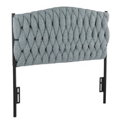 LumiSource Braided Matisse Twin Headboard, Black/Blue Fabric - HBT-BRAIDMATBKBU
