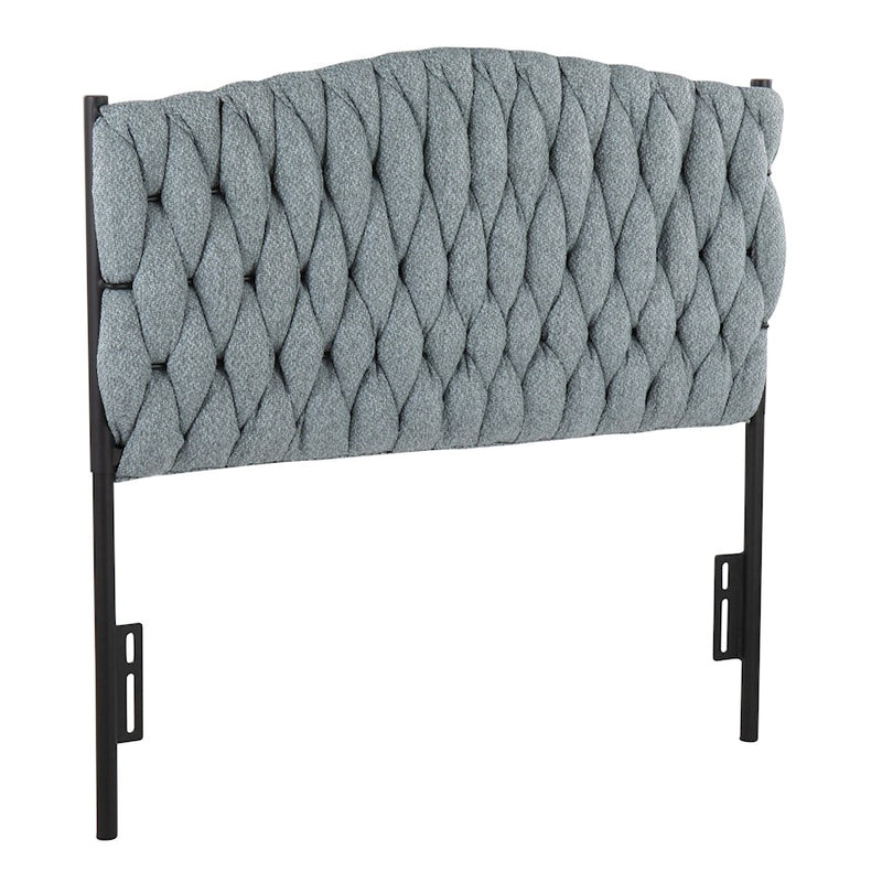 LumiSource Braided Matisse Twin Headboard, Black/Blue Fabric - HBT-BRAIDMATBKBU