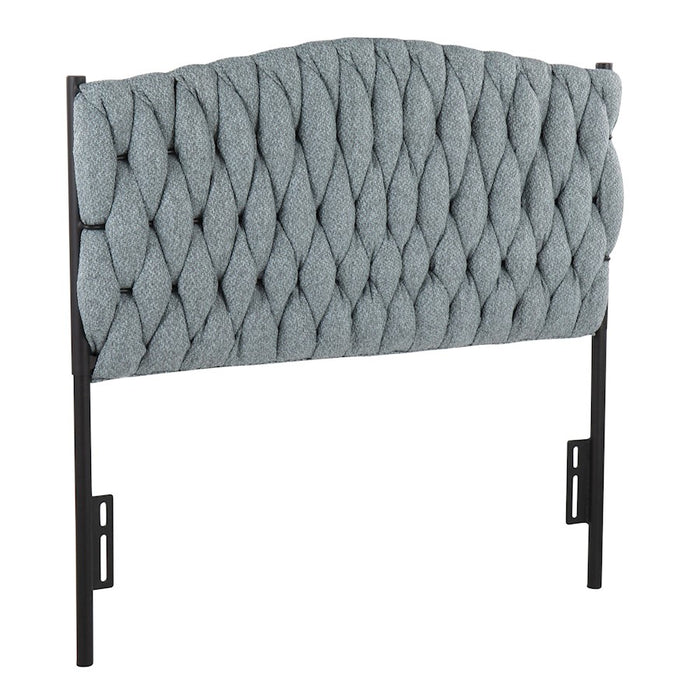 LumiSource Braided Matisse Twin Headboard, Black/Blue Fabric - HBT-BRAIDMATBKBU