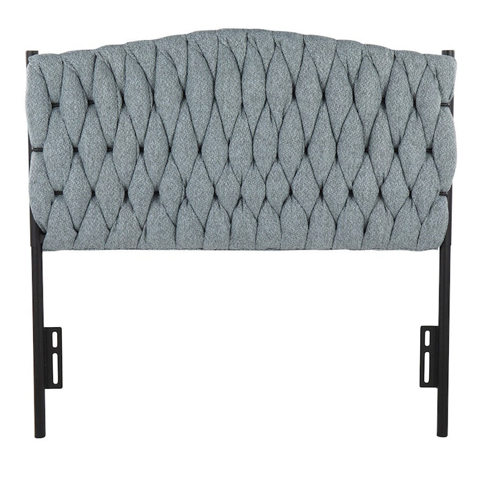 LumiSource Braided Matisse Twin Headboard, Black/Blue Fabric