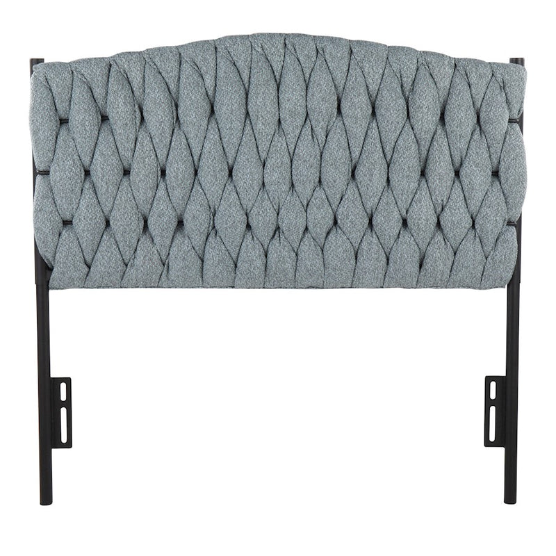 LumiSource Braided Matisse Twin Headboard | Black Metal Frame with Blue Fabric Upholstery | Bedroom & Guest Room | Model HBT-BRAIDMATBKBU