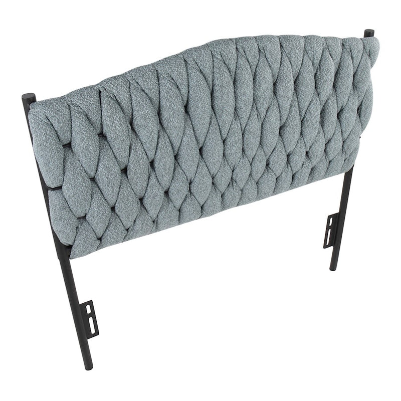 LumiSource Braided Matisse Twin Headboard, Black/Blue Fabric