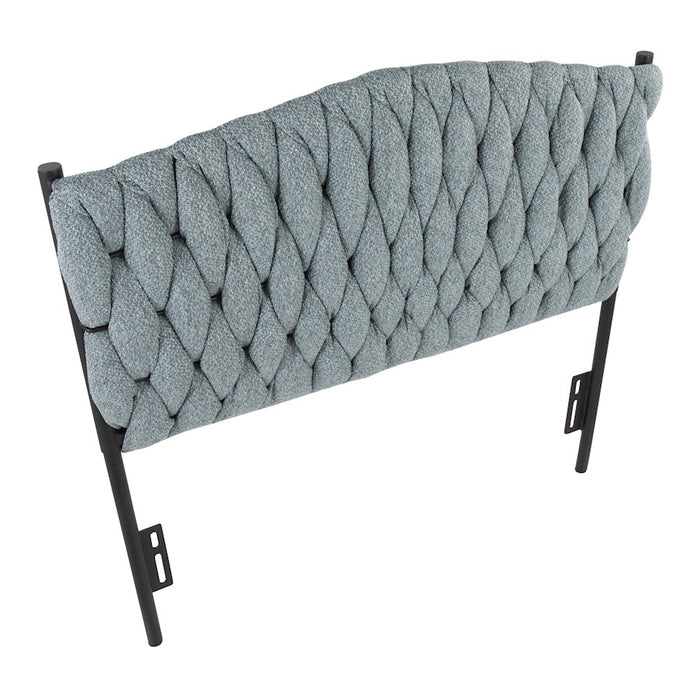 LumiSource Braided Matisse Twin Headboard, Black/Blue Fabric