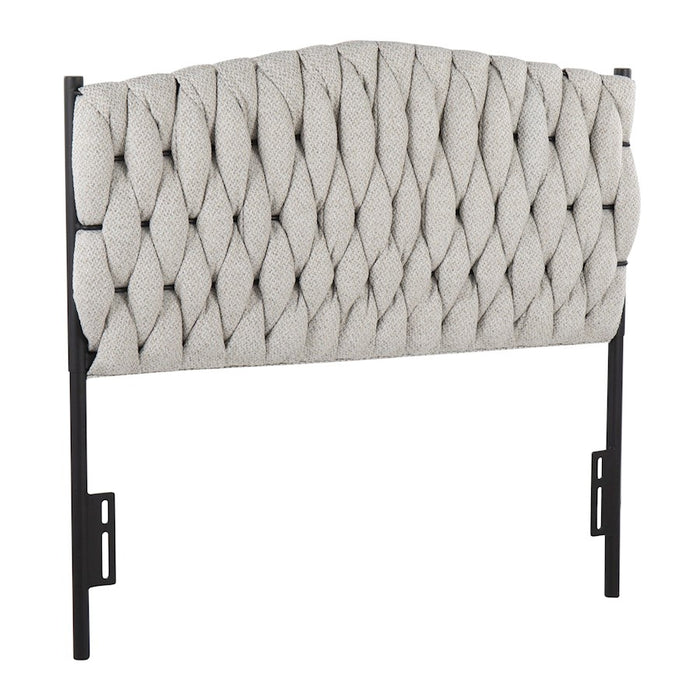 LumiSource Braided Matisse Twin Headboard, Black/Cream Fabric - HBT-BRAIDMATBKCR