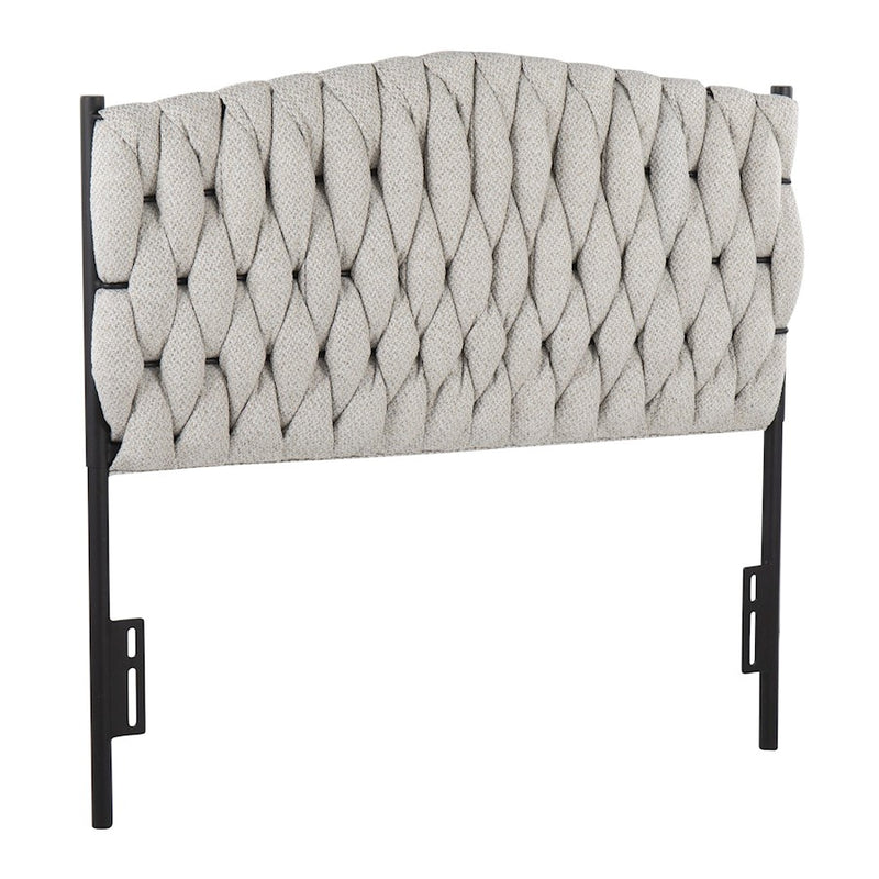 LumiSource Braided Matisse Twin Headboard | Black Metal Frame with Cream Fabric Upholstery | Bedroom & Guest Room | Model HBT-BRAIDMATBKCR