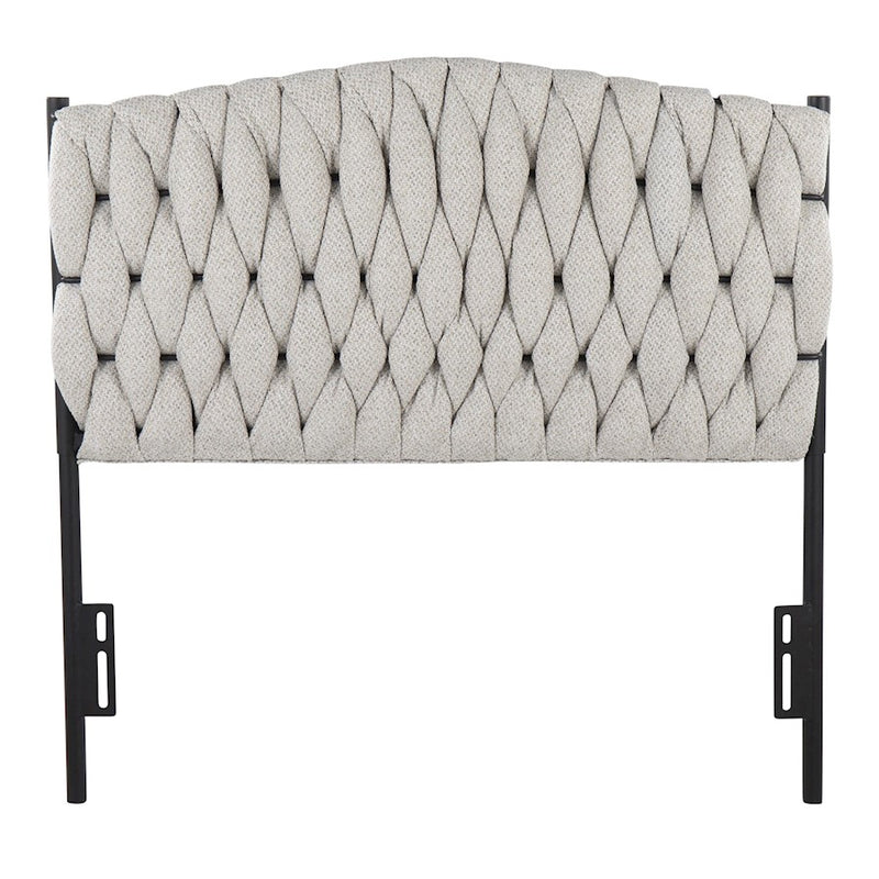 LumiSource Braided Matisse Twin Headboard, Black/Cream Fabric