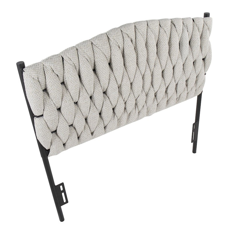 LumiSource Braided Matisse Twin Headboard, Black/Cream Fabric
