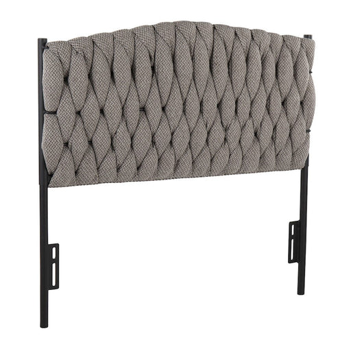 LumiSource Braided Matisse Twin Headboard, Black/Grey Fabric - HBT-BRAIDMATBKGY
