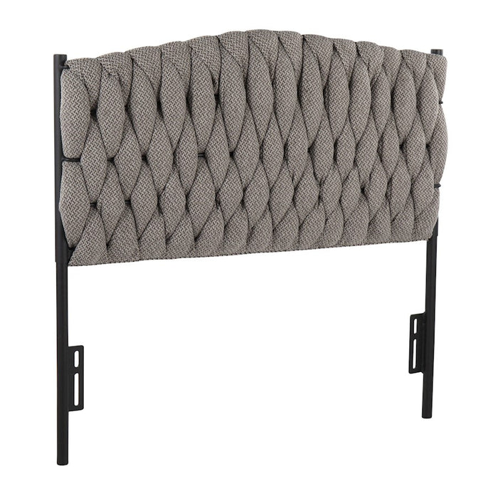 LumiSource Braided Matisse Twin Headboard, Black/Grey Fabric - HBT-BRAIDMATBKGY