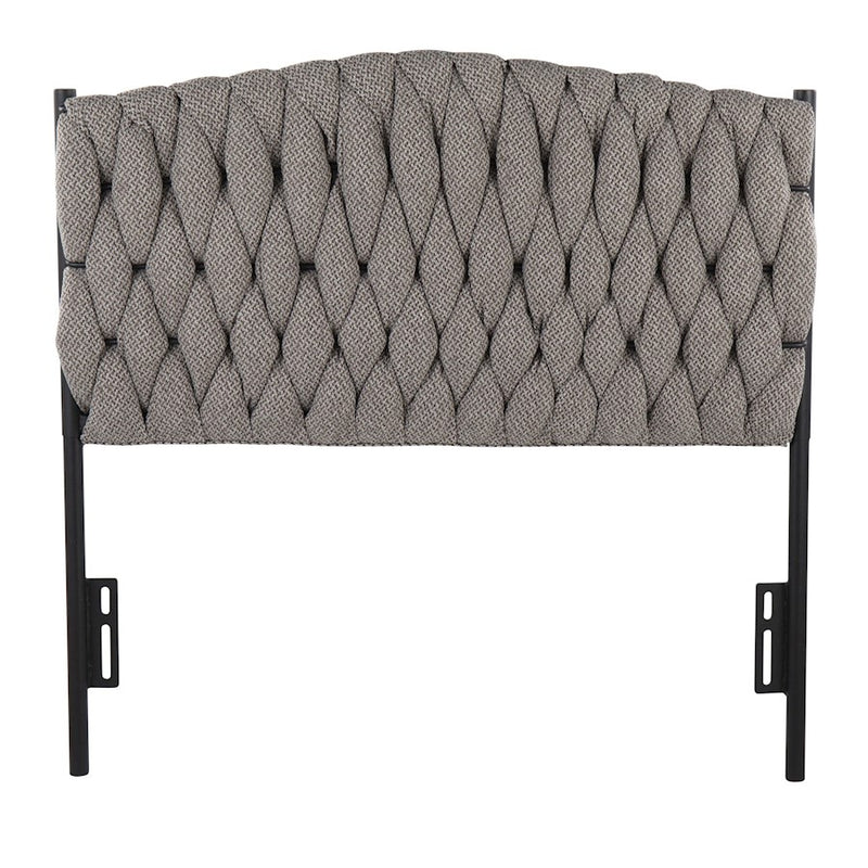 LumiSource Braided Matisse Twin Headboard | Black Metal Frame with Grey Fabric Upholstery | Bedroom & Guest Room | Model HBT-BRAIDMATBKGY