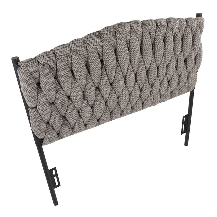 LumiSource Braided Matisse Twin Headboard, Black/Grey Fabric