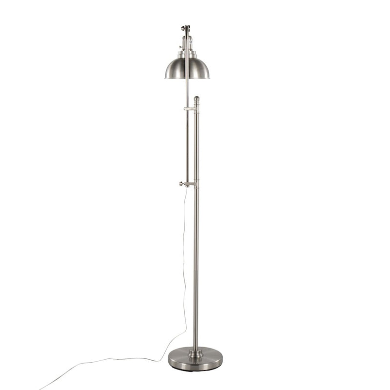 LumiSource Emery 66in Floor Lamp | Industrial Nickel Metal | Living Room & Bedroom | Adjustable 44-64in Head | Model L-EMRYFLNI