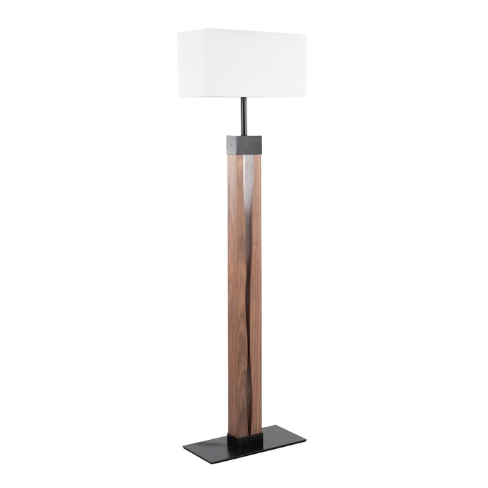 LumiSource Live Edge Floor Lamp, Black/Walnut/White - L-LIVEEDGEFLBKWL-W