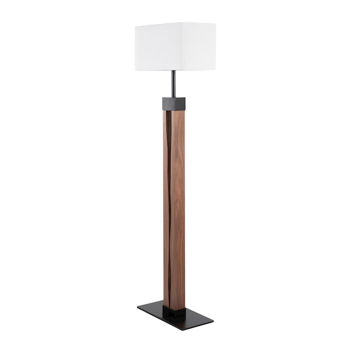 LumiSource Live Edge Floor Lamp, Black/Walnut/White