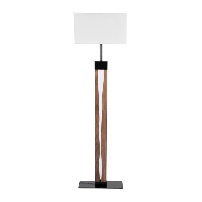 LumiSource Live Edge Floor Lamp, Black/Walnut/White