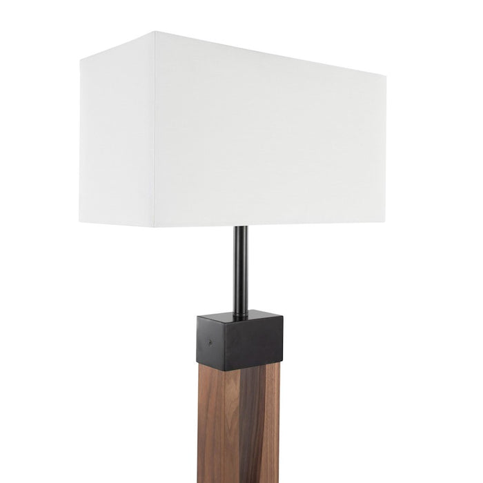 LumiSource Live Edge Floor Lamp, Black/Walnut/White
