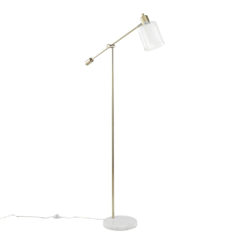 LumiSource Marcel Floor Lamp, White/Gold/Clear - L-MARCLFLAUW