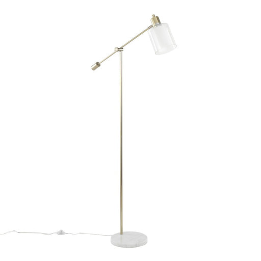 LumiSource Marcel Floor Lamp, White/Gold/Clear - L-MARCLFLAUW