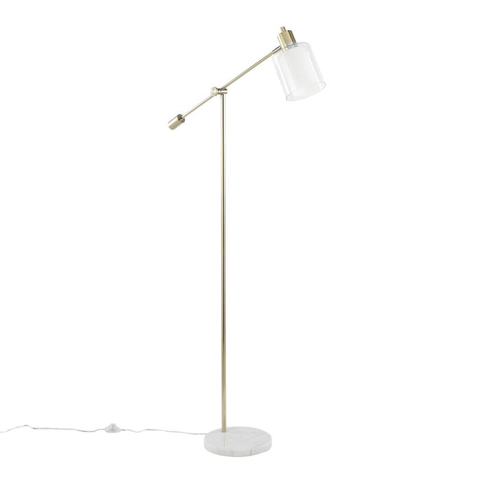 LumiSource Marcel Floor Lamp, White/Gold/Clear - L-MARCLFLAUW