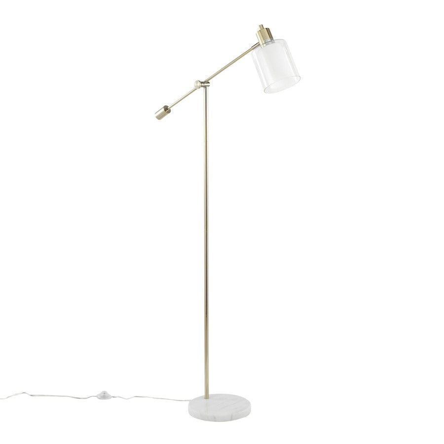 LumiSource Marcel Floor Lamp, White/Gold/Clear - L-MARCLFLAUW