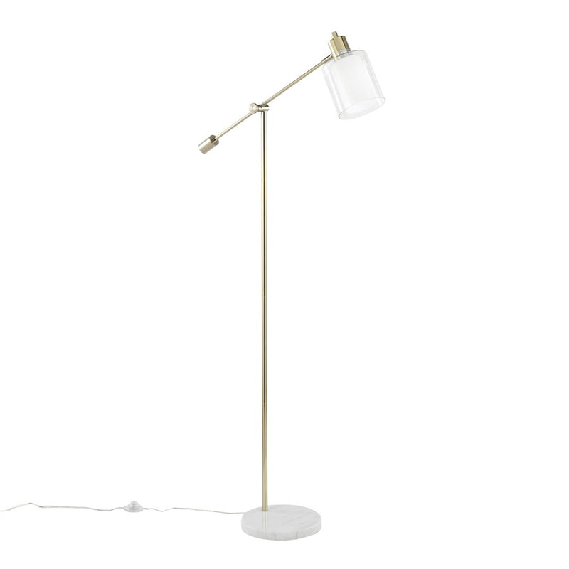 LumiSource Marcel Floor Lamp, White/Gold/Clear