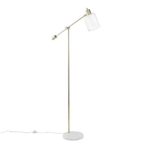 LumiSource Marcel Floor Lamp, White/Gold/Clear