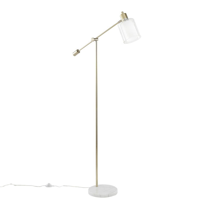 LumiSource Marcel Floor Lamp, White/Gold/Clear
