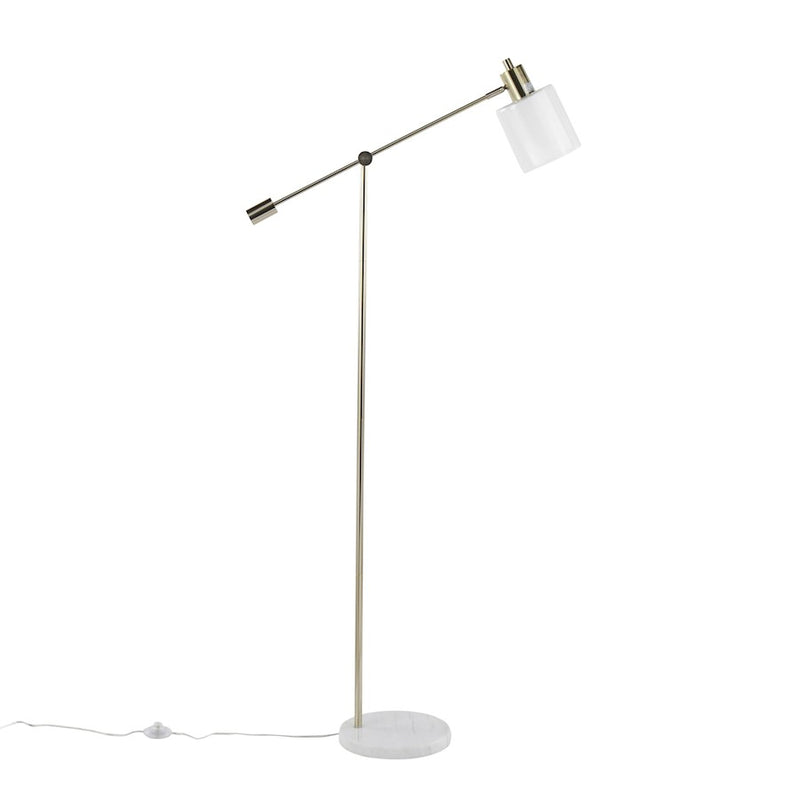 LumiSource Marcel Floor Lamp, White/Gold/Clear