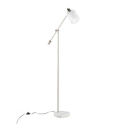 LumiSource Marcel Floor Lamp, White/Nickel/Clear - L-MARCLFLNIW