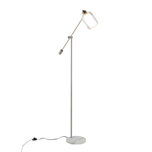 LumiSource Marcel Floor Lamp, White/Nickel/Clear