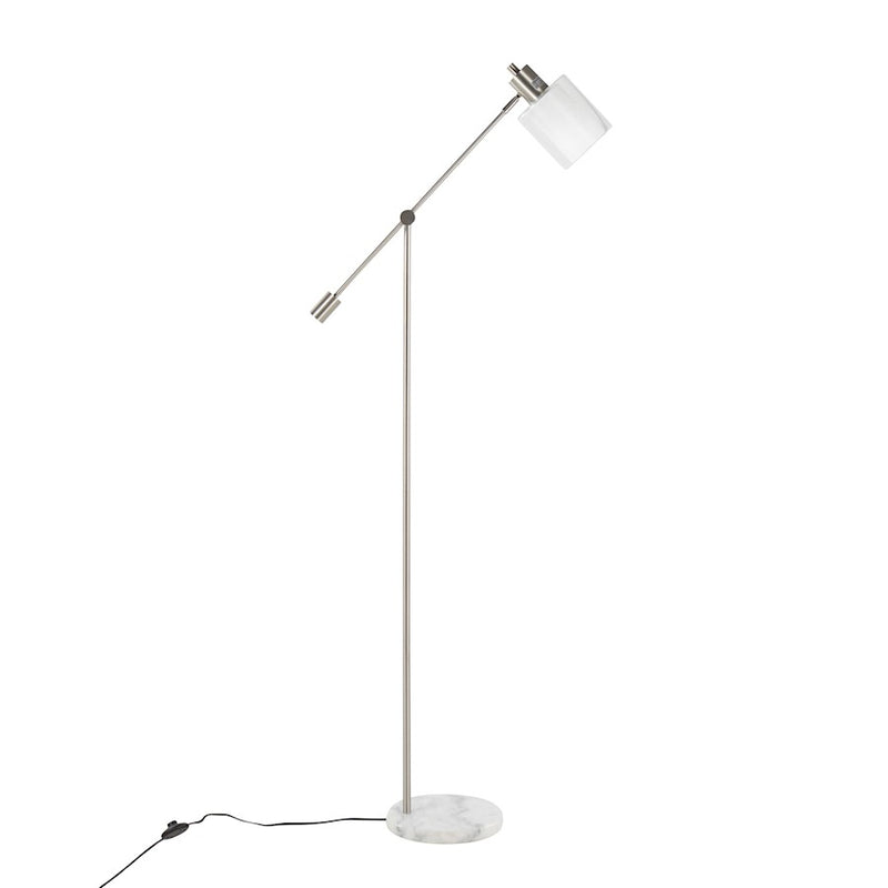 LumiSource Marcel Floor Lamp, White/Nickel/Clear