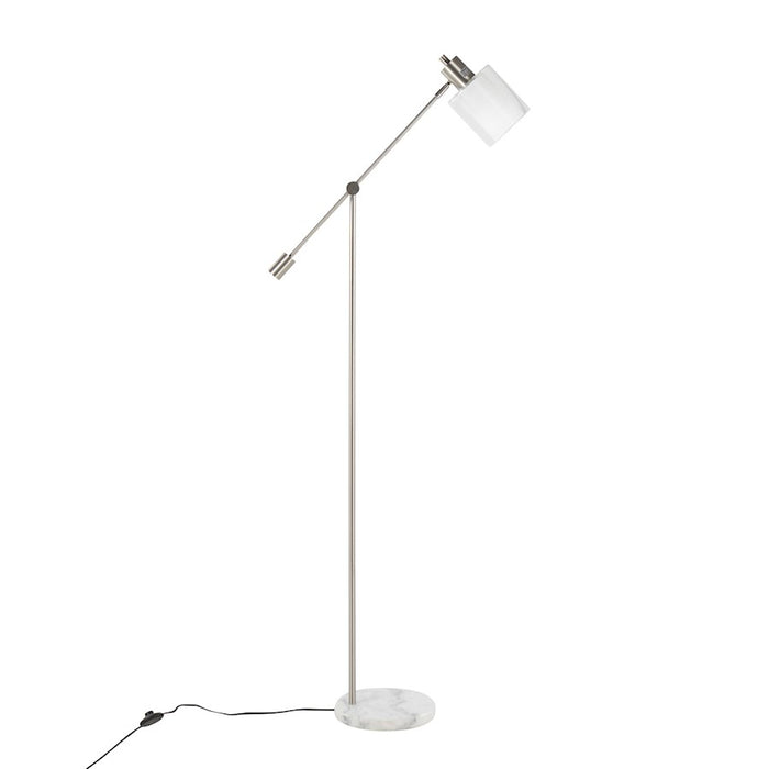 LumiSource Marcel Floor Lamp, White/Nickel/Clear