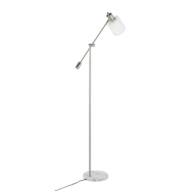 LumiSource Marcel Floor Lamp, White/Nickel/Clear