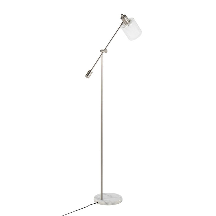 LumiSource Marcel Floor Lamp, White/Nickel/Clear