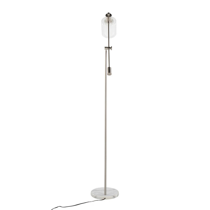 LumiSource Marcel Floor Lamp, White/Nickel/Clear