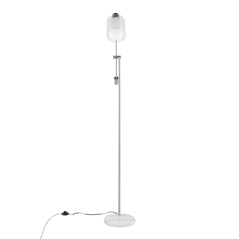 LumiSource Marcel Floor Lamp, White/Nickel/Clear