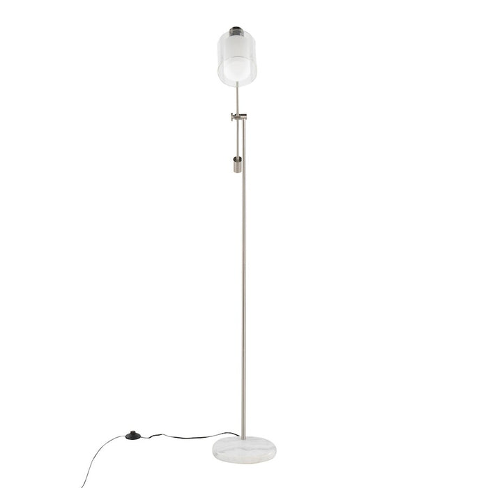 LumiSource Marcel Floor Lamp, White/Nickel/Clear