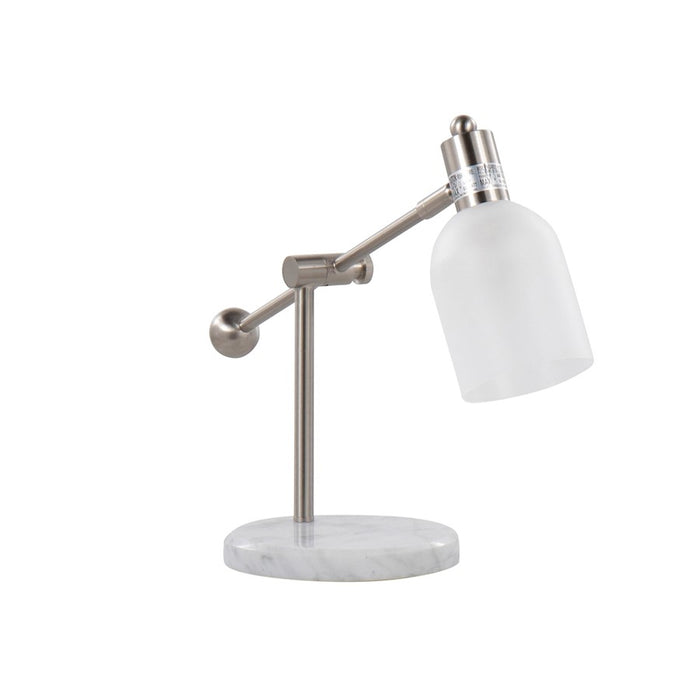 LumiSource Marcel Table Lamp in Nickel Metal/Frosted Glass - L-MARCLTBNI-GL