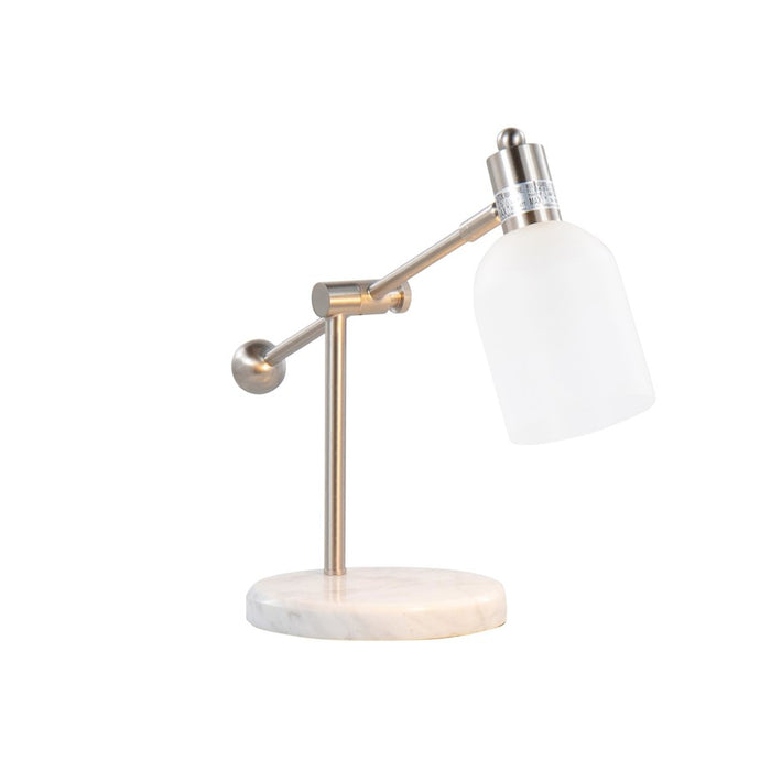 LumiSource Marcel Table Lamp in Nickel Metal/Frosted Glass