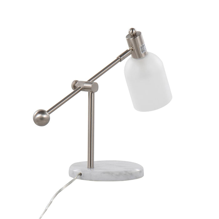 LumiSource Marcel Table Lamp in Nickel Metal/Frosted Glass