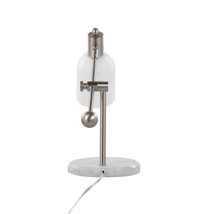 LumiSource Marcel Table Lamp in Nickel Metal/Frosted Glass