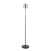 LumiSource Metric 63in Industrial Floor Lamp | Black Steel and Antique Brass Shade | Office, Bedroom & Living Room | Model L-MTRCFLAB