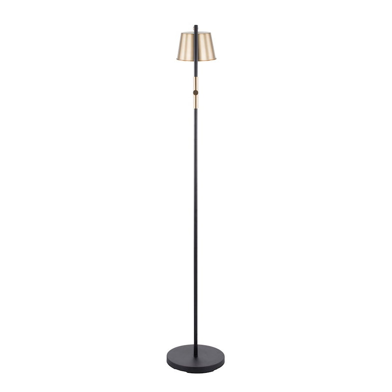 LumiSource Metric 63in Industrial Floor Lamp | Black Steel and Antique Brass Shade | Office, Bedroom & Living Room | Model L-MTRCFLAB