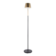 LumiSource Metric 63in Industrial Floor Lamp | Black Steel and Antique Brass Shade | Office, Bedroom & Living Room | Model L-MTRCFLAB
