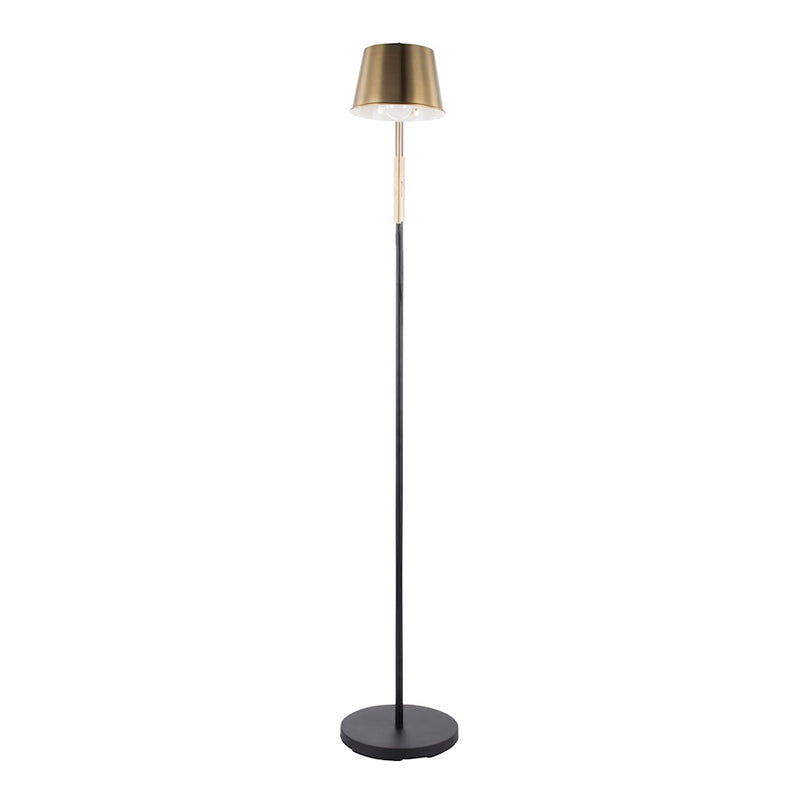 LumiSource Metric 63in Industrial Floor Lamp | Black Steel and Antique Brass Shade | Office, Bedroom & Living Room | Model L-MTRCFLAB
